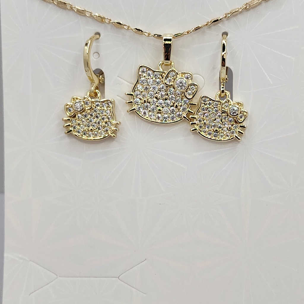 Hello Kitty Fashion Set Chain Earrings Gold-Plated